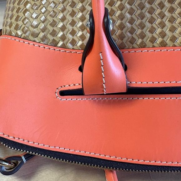 Dooney & Bourke Beacon Woven Leather Coral Dome Satchel...